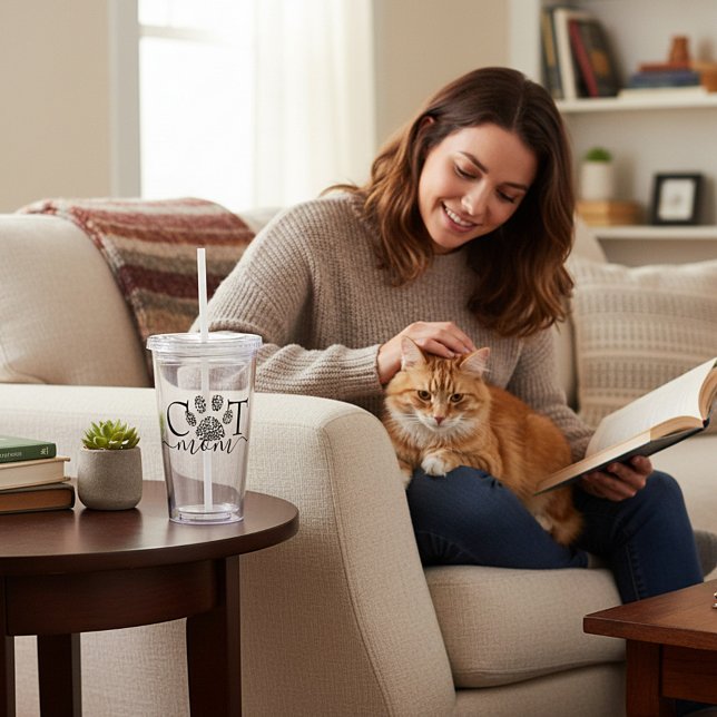 Verre En Acrylique Empreinte mère Cat (Créateur téléchargé)