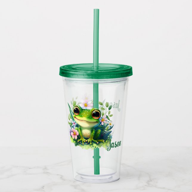 Verre En Acrylique Enfants Happy Grenouille verte (Devant)