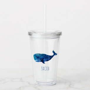 Verre En Acrylique Enfants marins de baleine d'aquarelle