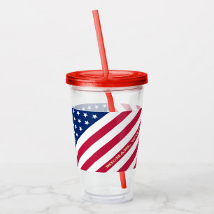 Verre En Acrylique États-Unis américain Drapeau Stars Stripes Personn