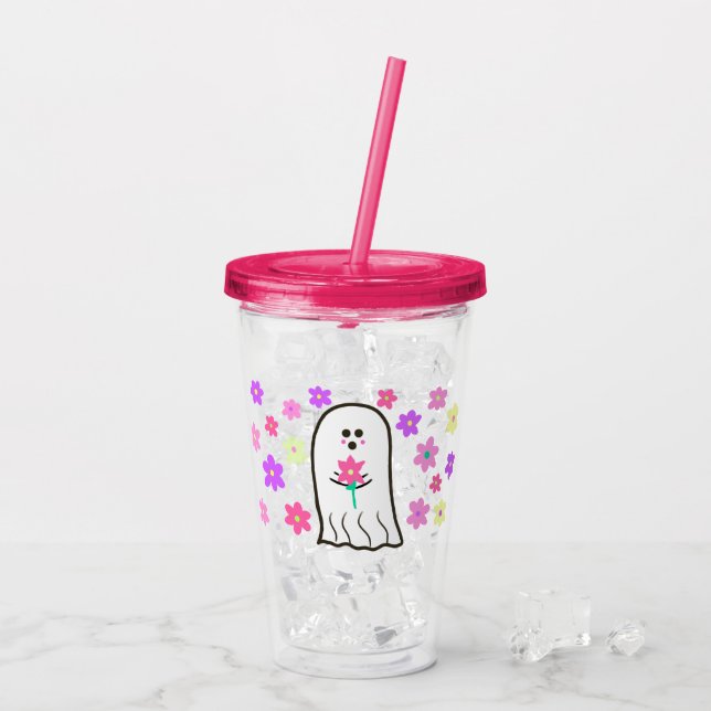 Verre En Acrylique Fantôme super avec fleurs (Dos glace)