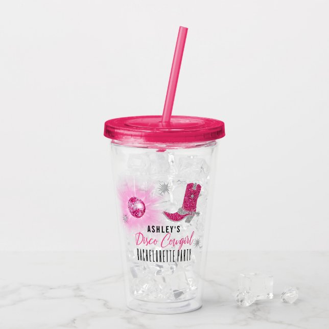 Verre En Acrylique Faux Parties scintillant Disco Rose Cowgirl Bachel (Dos glace)