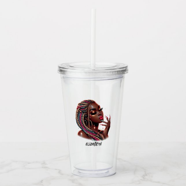 Verre En Acrylique Femme Africaine Africaine Chic Autonome (Devant)