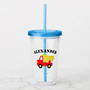 Verre En Acrylique Fête d'anniversaire du garçon de dumptruck de