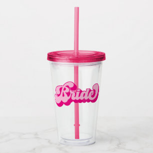 Verre En Acrylique Fête de Bachelorette de Mariée Rose Chaude de Styl