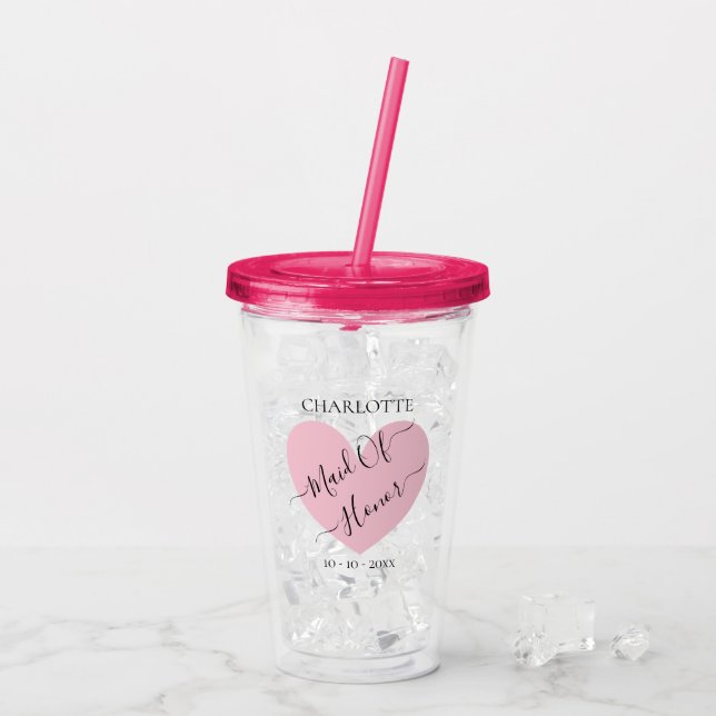 Verre En Acrylique Fête De Mariée Rose D'Honneur Personnalisée  (Dos glace)