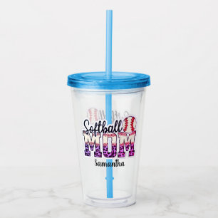 Verre En Acrylique Fier Softball Maman Vie