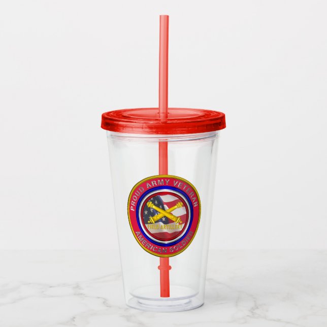 Verre En Acrylique Fière Armée Vétéran de terrain Artillerie Soldat (Devant)