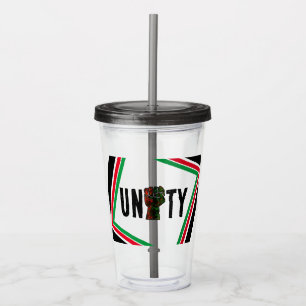 Verre En Acrylique fierté noire drapeau rouge vert poing panafricain