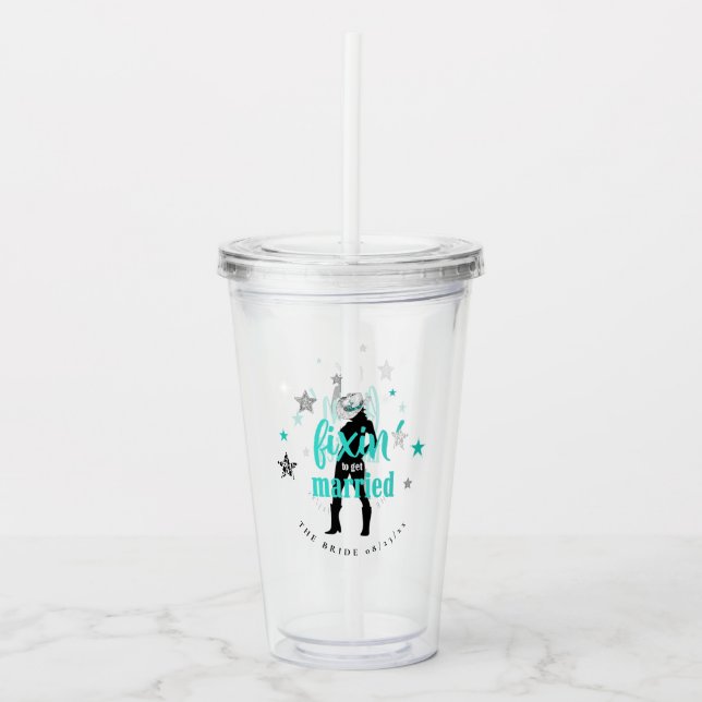 Verre En Acrylique Fixin' The Bride Disco Bachelorette Turquoise ID92 (Devant)
