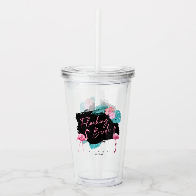 Verre En Acrylique Flamant rose Bachelorette Flocking Bride V2 ID930 (Devant)