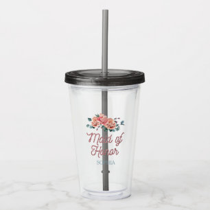 Verre En Acrylique Fleurs de mariage vintage Maid of Honor