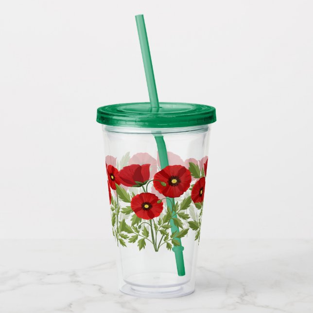 Verre En Acrylique Fleurs d'été joyeuses floraison de pavot (Gauche)