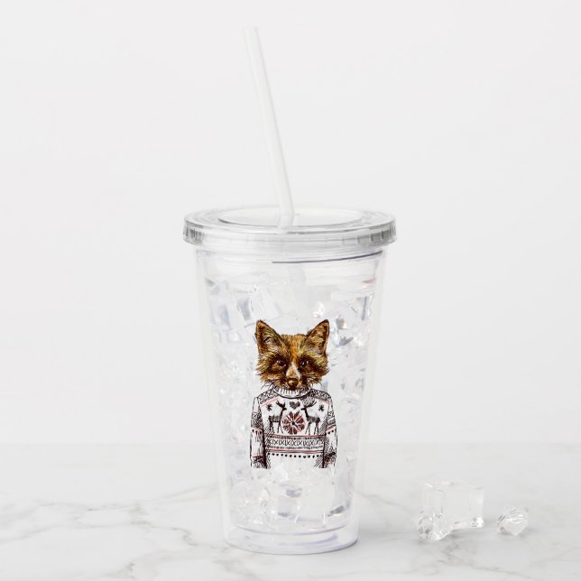 Verre En Acrylique Fox habillé rusé (Devant glace)