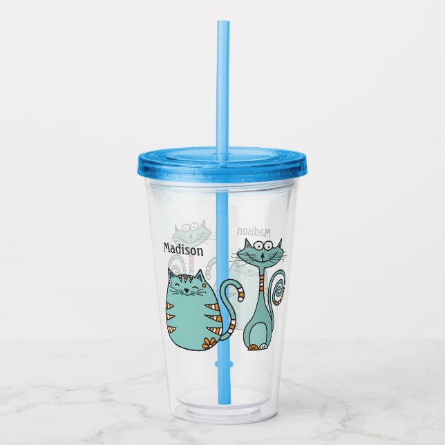 Verre En Acrylique Funny Cats nom personnalisé tumblings (Devant)