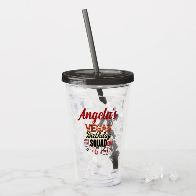 Verre En Acrylique Funny Personnalisé Las Vegas Anniversaire Party Sq (Devant glace)