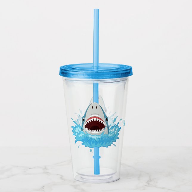 Verre En Acrylique Funny Shark nom personnalisé tumbler (Devant)