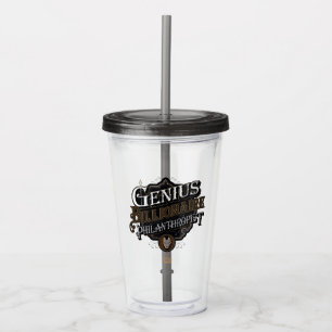 Verre En Acrylique Génie Milliardaire Philanthrope Graphisme Orné
