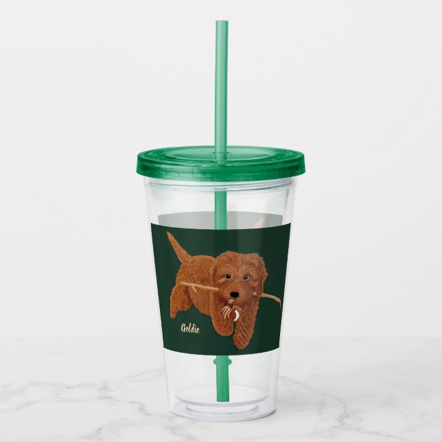 Verre En Acrylique Goldie Golden Doodle (Devant)