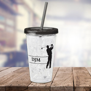 Verre En Acrylique Golfeur noir de silhouette de monogramme