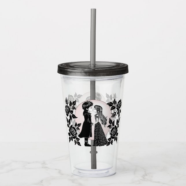 Verre En Acrylique Gothique Emo Enfants Kiss Valentine's Day (Devant)