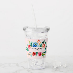 Verre En Acrylique Grand-mère du Mariage floral de la mariée