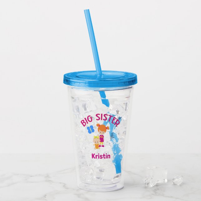 Verre En Acrylique Grande Soeur avec Baby-Sister Personnalisée (Devant glace)