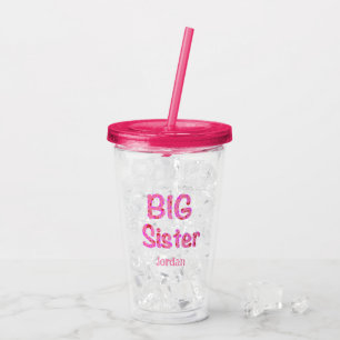 Verre En Acrylique Grande Soeur typographie Personnalisée avec le nom