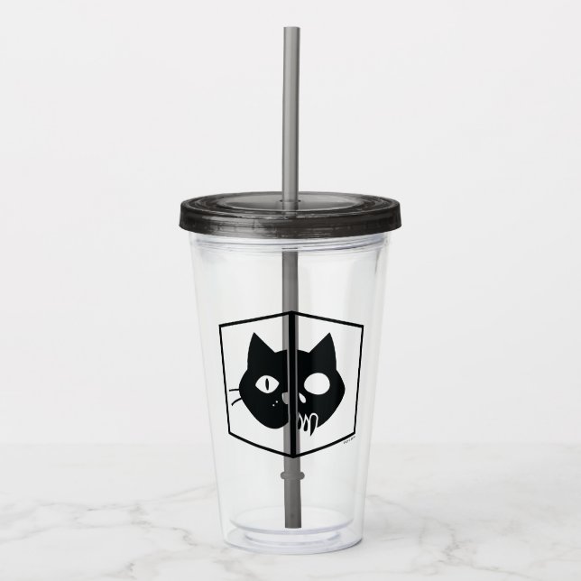 Verre En Acrylique Graphique de chat de Schrödinger (Devant)