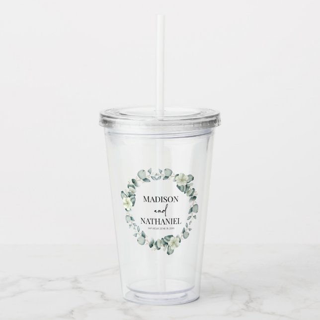 Verre En Acrylique Green Eucalyptus Feuille Verdure Mariage botanique (Devant)
