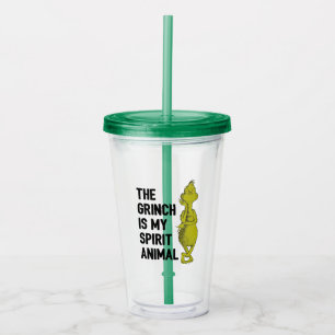 Verre En Acrylique Grinch est mon Esprit Animal