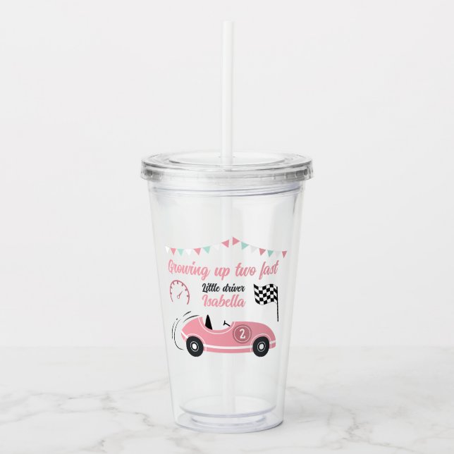 Verre En Acrylique Grossissant Deux Voiture De Course Rose Festive Ra (Devant)