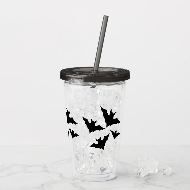 Verre En Acrylique Halloween chauves-souris noires cool éffrayant (Dos glace)