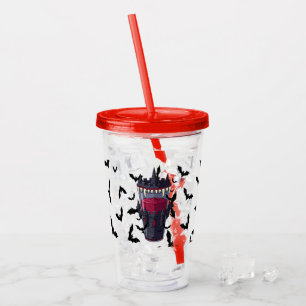 Verre En Acrylique Halloween éffrayant Avec Dracula Et Bats