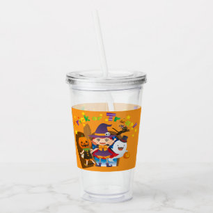 Verre En Acrylique Halloween mignonne Éffrayante sorcière lunaire Ora