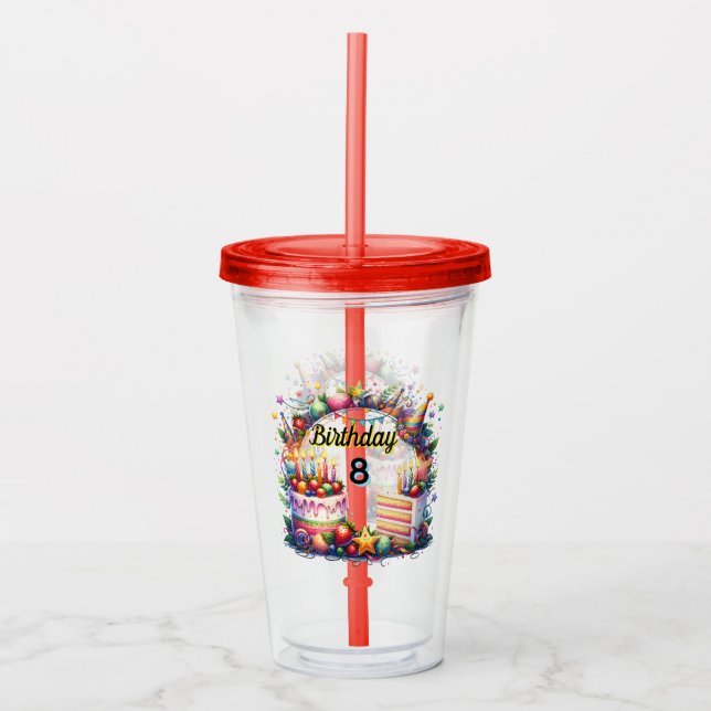 Verre En Acrylique Happy Birthday Custom Year Acrylic Tumbler (Devant)