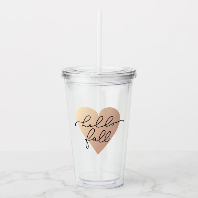 Verre En Acrylique Hello Fall Love Heart (Devant)