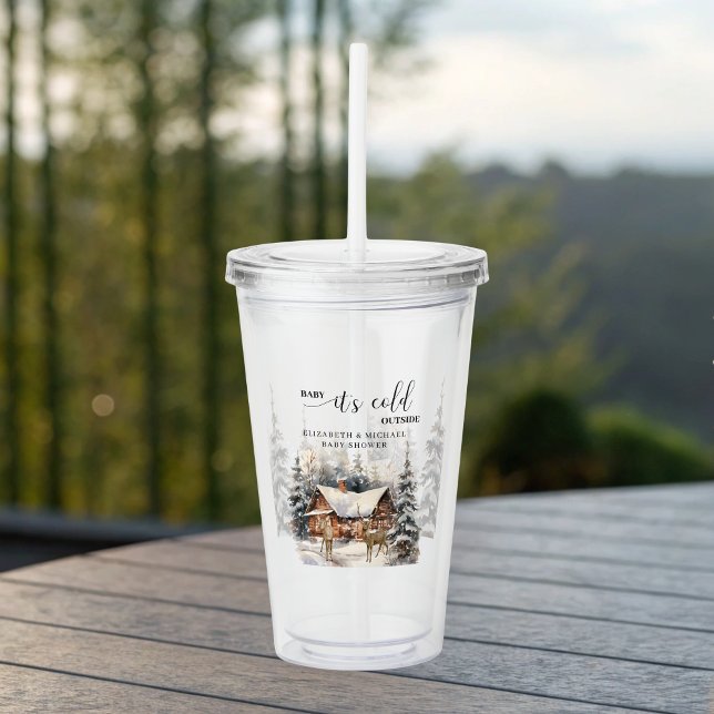 Verre En Acrylique Hivernal Cerf Bois Bébé Son Froid Dehors (Créateur téléchargé)