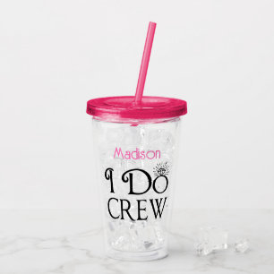 Verre En Acrylique I Do Crew Black Rose Monogram Mariage Bridesmaid