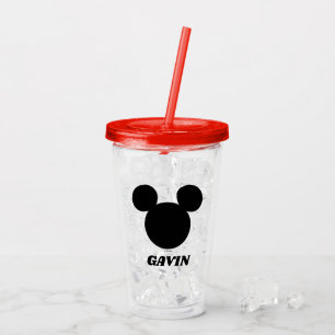 Verre En Acrylique Icône de tête de souris Mickey   Ajouter Votre N