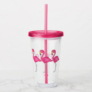 Verre En Acrylique Ile tropicale Flamant rose rose Oiseau Personnalis