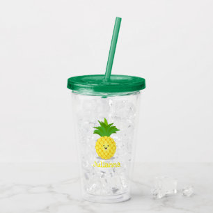 Verre En Acrylique Illustration d'ananas mignon