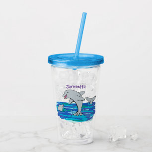 Verre En Acrylique Illustration de dauphins heureux adorables