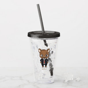Verre En Acrylique Illustration de dessin animé de rat mignon