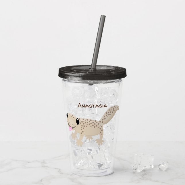 Verre En Acrylique Illustration de gecko tan tan mignon (Dos glace)