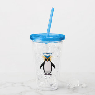 Verre En Acrylique Illustration de mignon macaroni pingouin