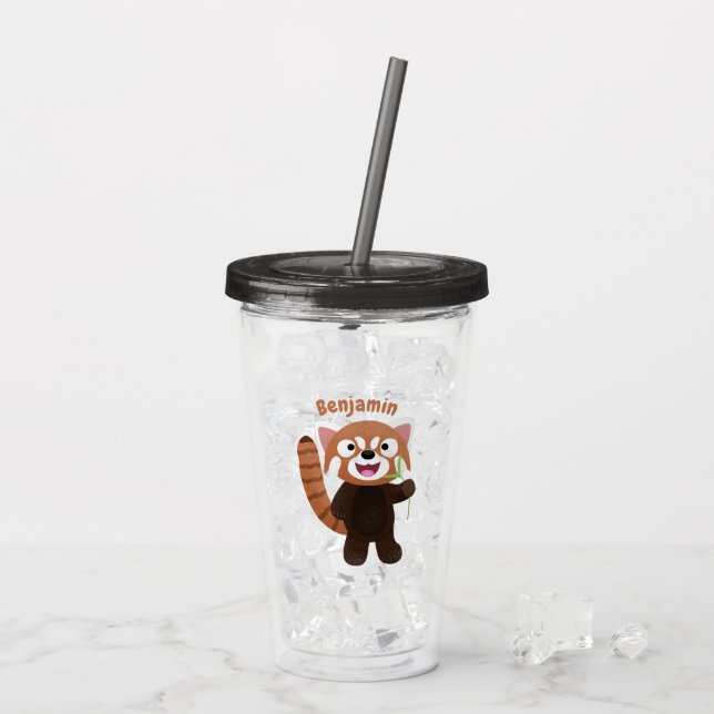 Verre En Acrylique Illustration de panda rouge mignon (Dos glace)