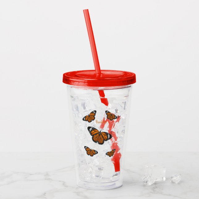 Verre En Acrylique Illustration de papillon monarque (Devant glace)