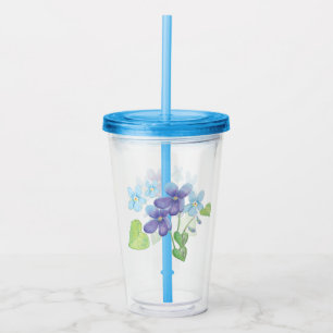 Verre En Acrylique Illustration des fleurs de violet sauvages