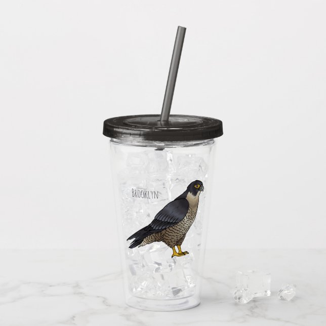 Verre En Acrylique Illustration d'oiseau de faucon pèlerin (Dos glace)